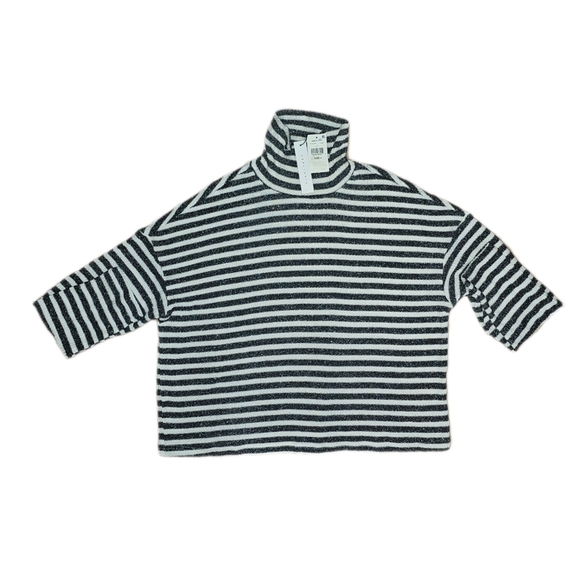 Sanctuary Nikolai Striped Black And White LS Turtle Neck Top, Size L - Picture 2 of 4